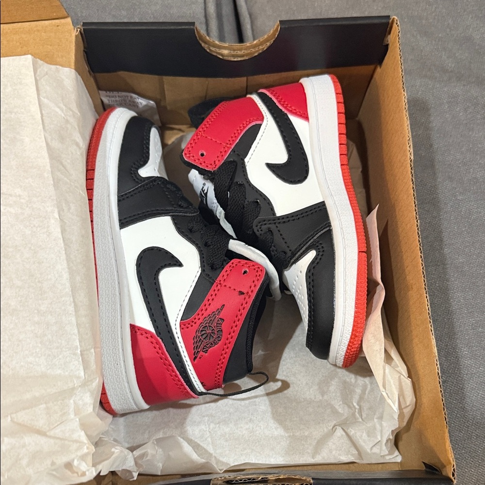 Jordan Red, Black, and White Sneakers